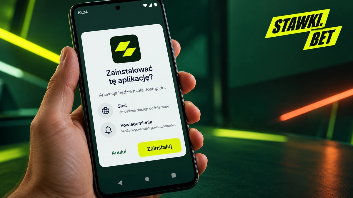 Ekran instalacji aplikacji Stawkibet na telefonie z Androidem