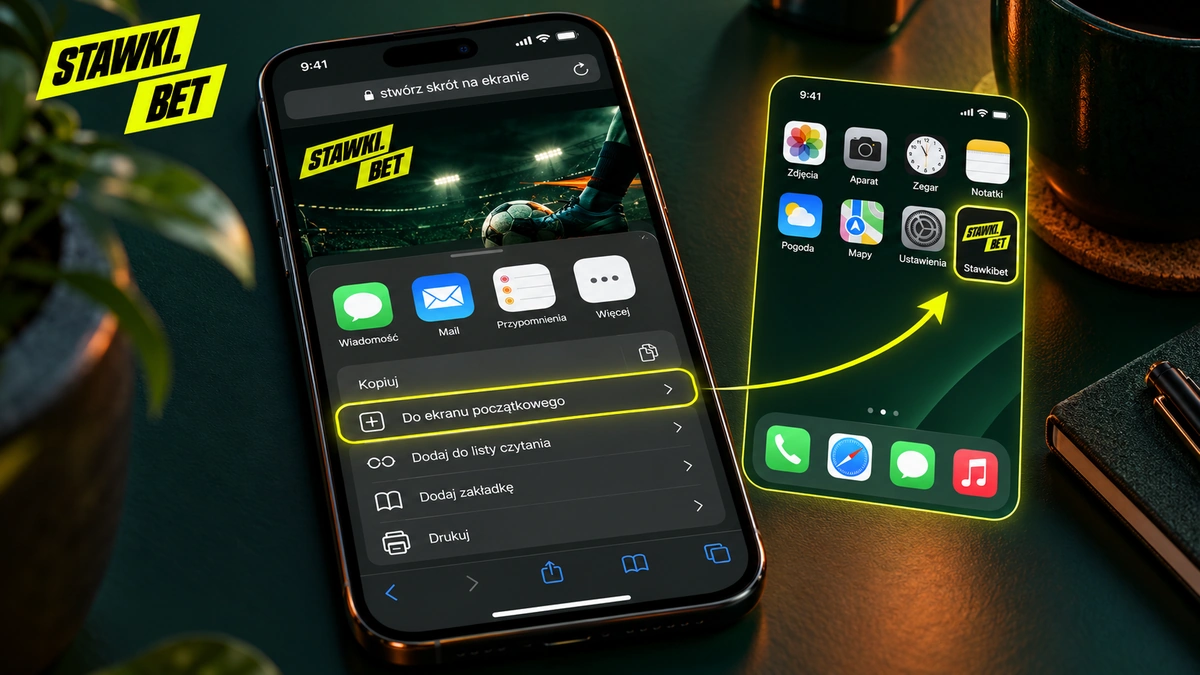 Dodawanie skrótu serwisu Stawkibet do ekranu początkowego iPhone’a
