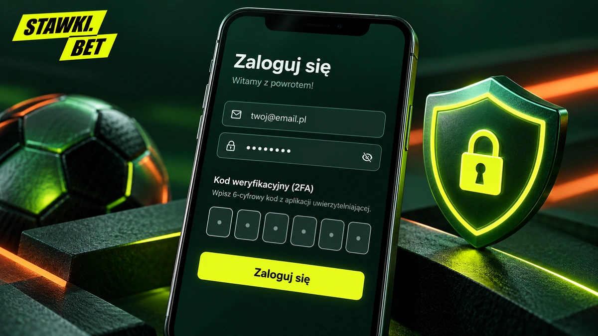 Okno logowania z polem kodu 2FA w serwisie Stawkibet